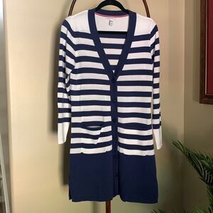 Isaac Mizrahi Live Navy Stripe Tunic Sweater